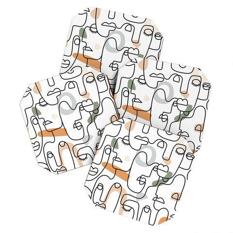 Sundry Society Single Line Faces Coaster Set