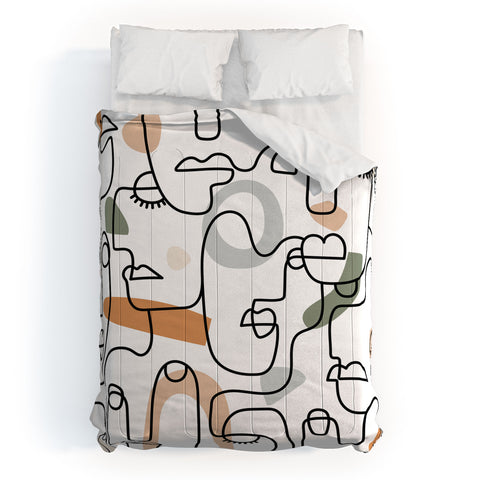 Sundry Society Single Line Faces Comforter