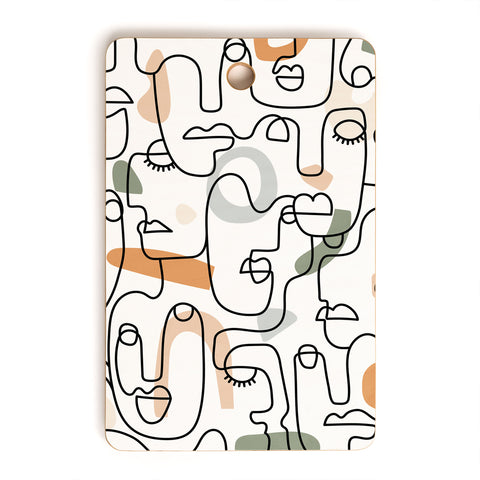Sundry Society Single Line Faces Cutting Board Rectangle
