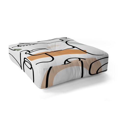 Sundry Society Single Line Faces Floor Pillow Square