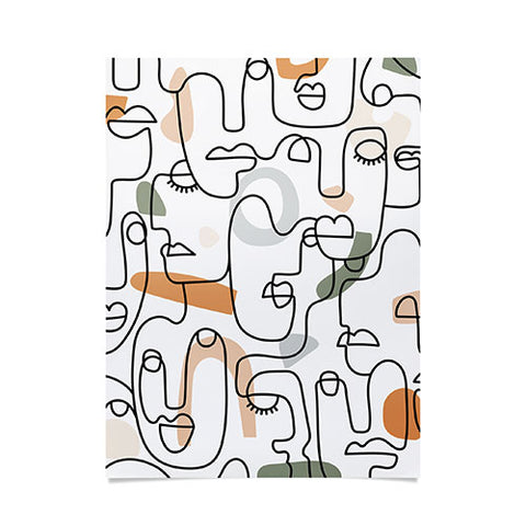 Sundry Society Single Line Faces Poster