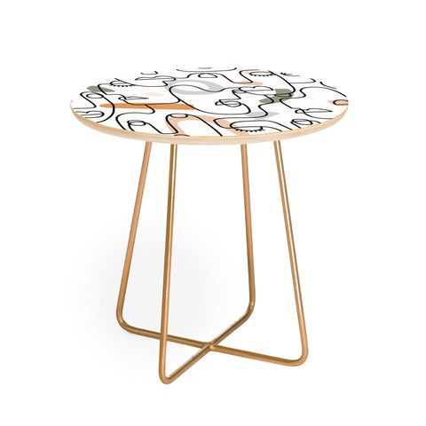 Sundry Society Single Line Faces Round Side Table