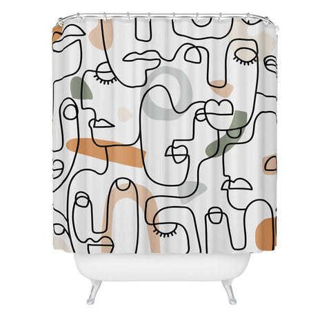 Sundry Society Single Line Faces Shower Curtain
