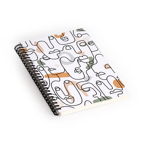 Sundry Society Single Line Faces Spiral Notebook