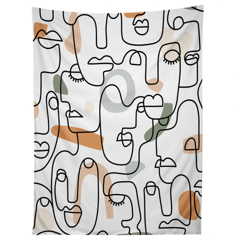 Sundry Society Single Line Faces Tapestry