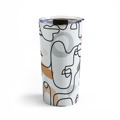 Sundry Society Single Line Faces Travel Mug