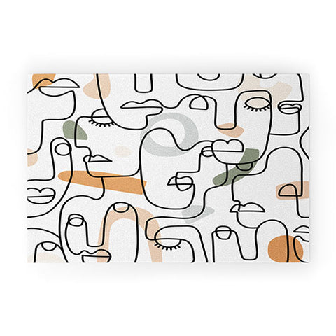 Sundry Society Single Line Faces Welcome Mat