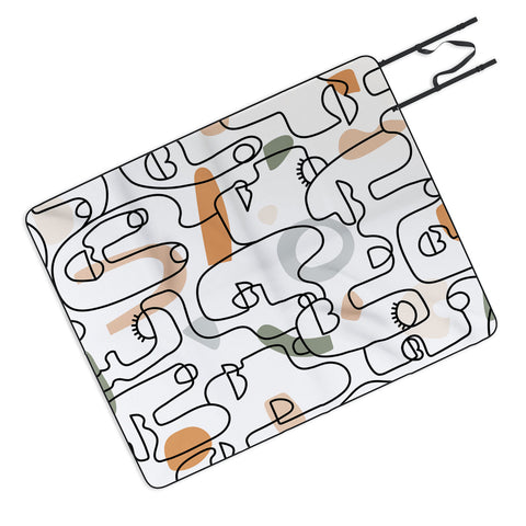 Sundry Society Single Line Faces Picnic Blanket