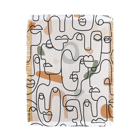 Sundry Society Single Line Faces Throw Blanket