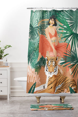 Sundry Society Tiger Leader Shower Curtain And Mat