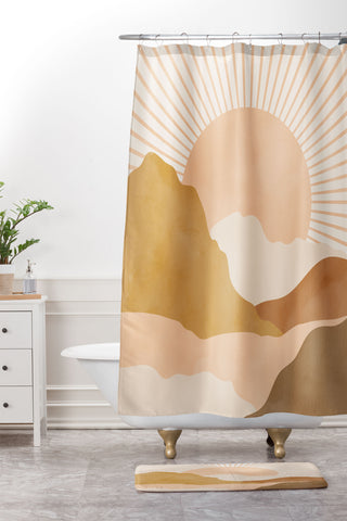 Sundry Society Warm Color Hills Shower Curtain And Mat