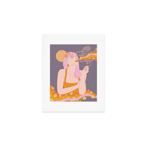 Sundry Society Woman Smoking Daisy Flowers Art Print