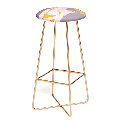 Sundry Society Woman Smoking Daisy Flowers Bar Stool