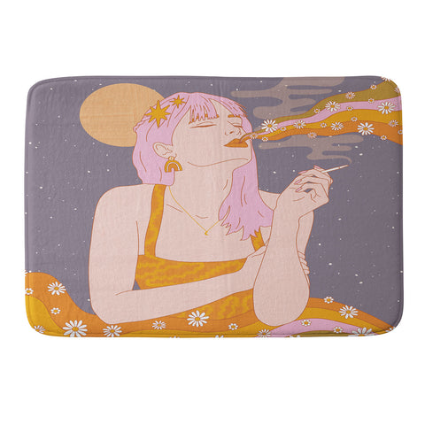 Sundry Society Woman Smoking Daisy Flowers Memory Foam Bath Mat
