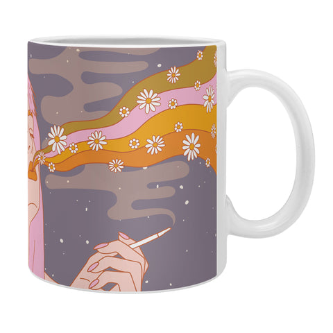 Sundry Society Woman Smoking Daisy Flowers Coffee Mug