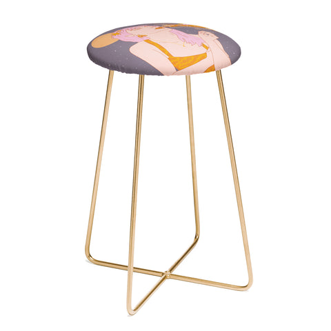 Sundry Society Woman Smoking Daisy Flowers Counter Stool