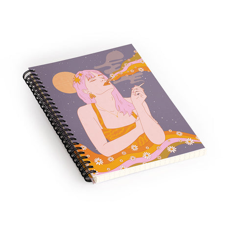 Sundry Society Woman Smoking Daisy Flowers Spiral Notebook