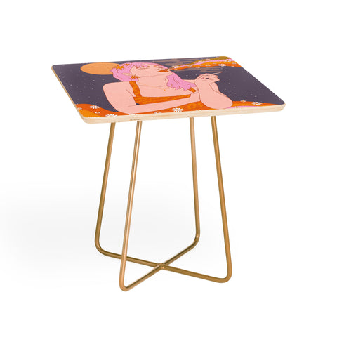 Sundry Society Woman Smoking Daisy Flowers Side Table