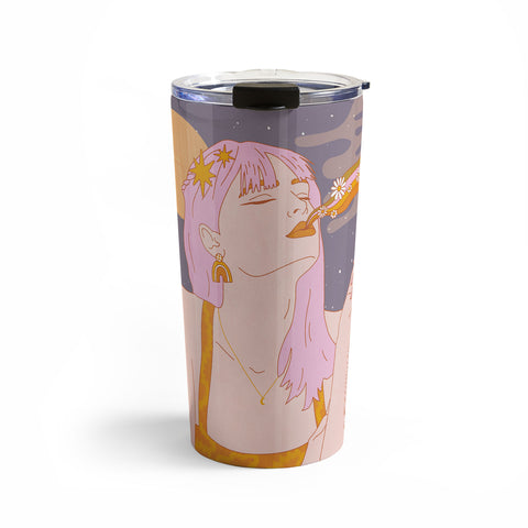 Sundry Society Woman Smoking Daisy Flowers Travel Mug
