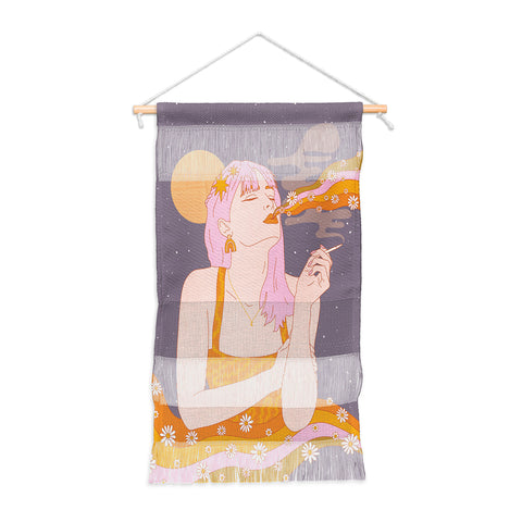 Sundry Society Woman Smoking Daisy Flowers Wall Hanging Portrait