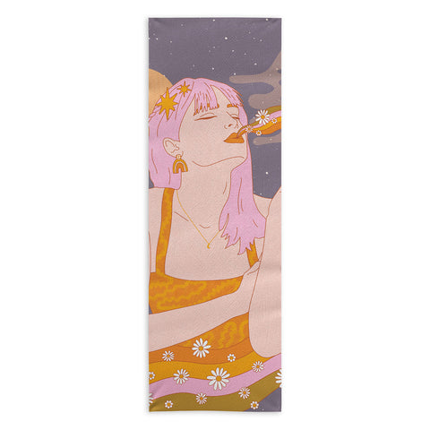 Sundry Society Woman Smoking Daisy Flowers Yoga Towel