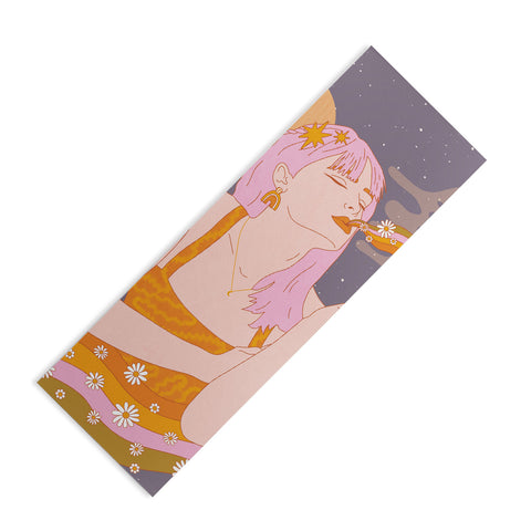 Sundry Society Woman Smoking Daisy Flowers Yoga Mat