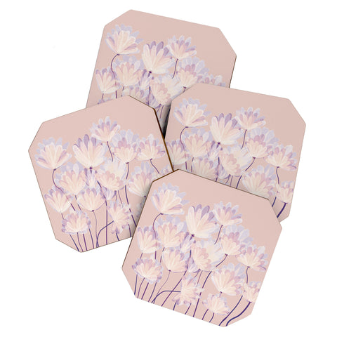 Suneldesigns Delicate Light Pink Abstract Coaster Set