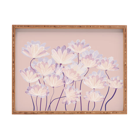 Suneldesigns Delicate Light Pink Abstract Rectangular Tray