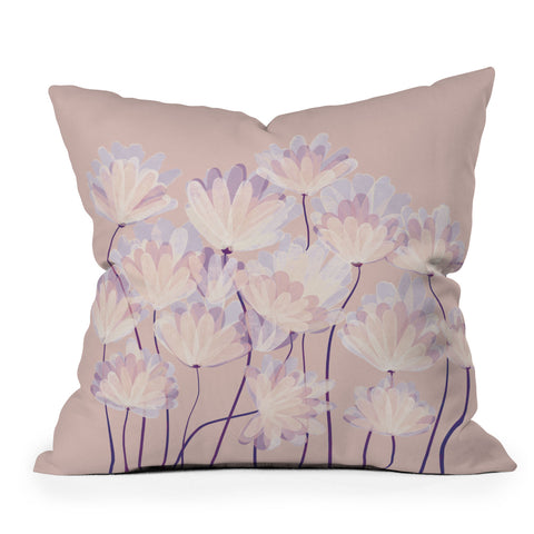 Suneldesigns Delicate Light Pink Abstract Outdoor Throw Pillow