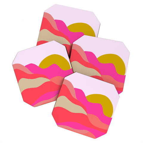 SunshineCanteen Adelaida mountain sunset Coaster Set