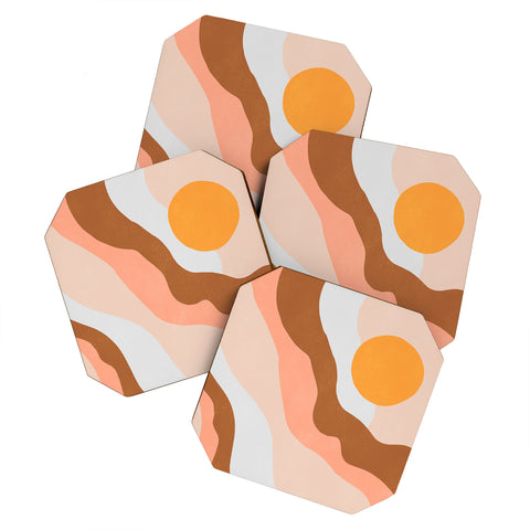 SunshineCanteen antelope canyon orange waves Coaster Set