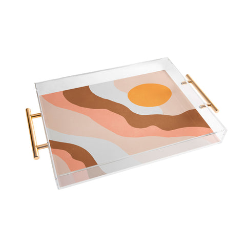 SunshineCanteen antelope canyon orange waves Acrylic Tray