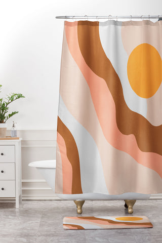 SunshineCanteen antelope canyon orange waves Shower Curtain And Mat