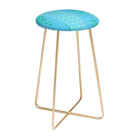 SunshineCanteen Blue Kantha Stripes Counter Stool