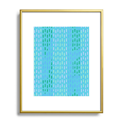 SunshineCanteen Blue Kantha Stripes Metal Framed Art Print