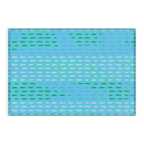 SunshineCanteen Blue Kantha Stripes Outdoor Rug