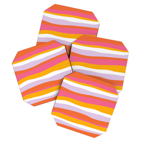 SunshineCanteen cali beach stripes Coaster Set