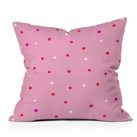 SunshineCanteen confetti dots pink red white Outdoor Throw Pillow