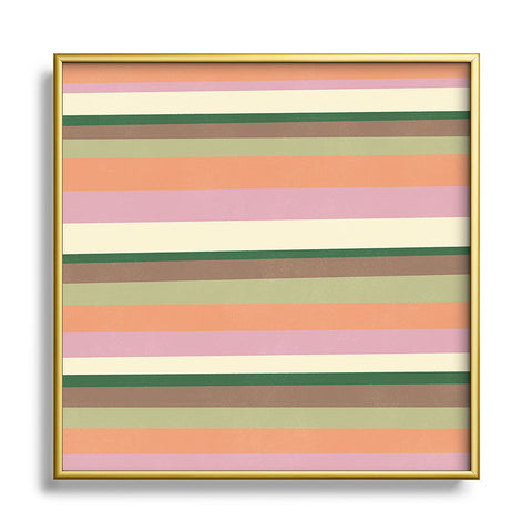 SunshineCanteen desert oasis stripes Square Metal Framed Art Print