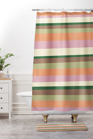 SunshineCanteen desert oasis stripes Shower Curtain And Mat