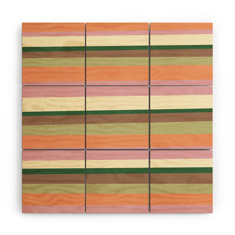 SunshineCanteen desert oasis stripes Wood Wall Mural