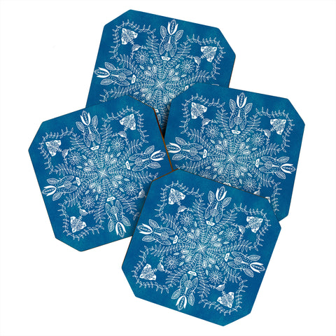 SunshineCanteen flores cyan Coaster Set