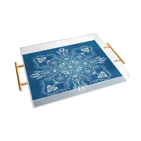 SunshineCanteen flores cyan Acrylic Tray
