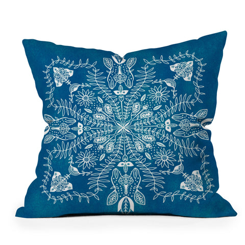 SunshineCanteen flores cyan Outdoor Throw Pillow