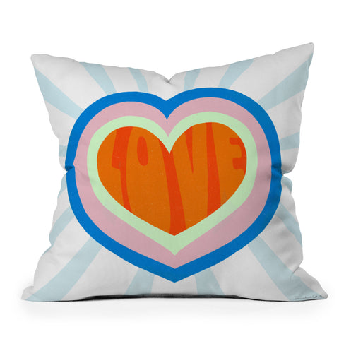 SunshineCanteen heart of love orange Outdoor Throw Pillow