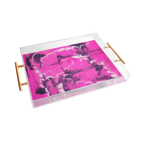 SunshineCanteen marble tie dye bright pink Acrylic Tray