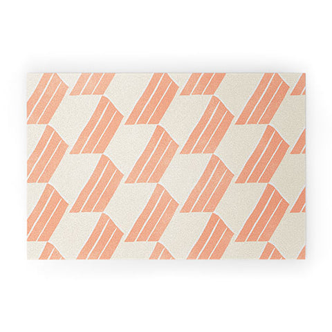 SunshineCanteen minimalist pink hex tile Welcome Mat