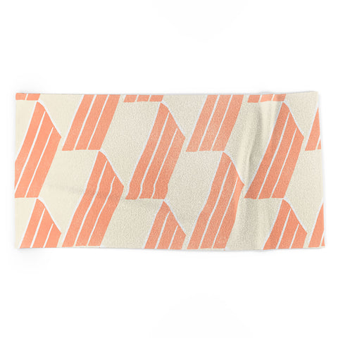 SunshineCanteen minimalist pink hex tile Beach Towel