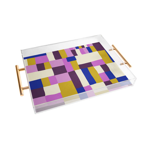 SunshineCanteen modern boho quilt Acrylic Tray