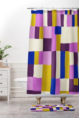 SunshineCanteen modern boho quilt Shower Curtain And Mat